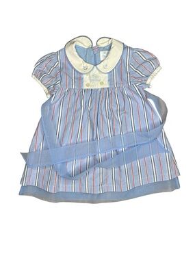 Tartine et Chocolat Toddler Blue Striped Dress with Peter Pan Collar